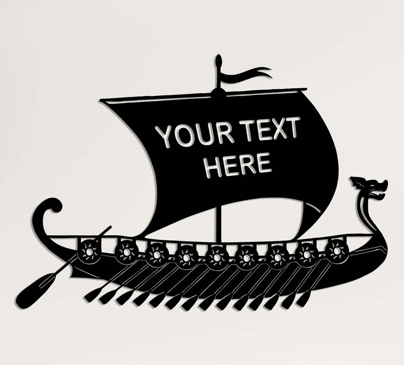 Personalized Viking Ship Metal Wall Art
