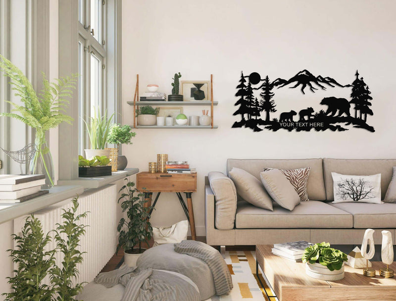 Personalized Bear Family Metal Wall Art