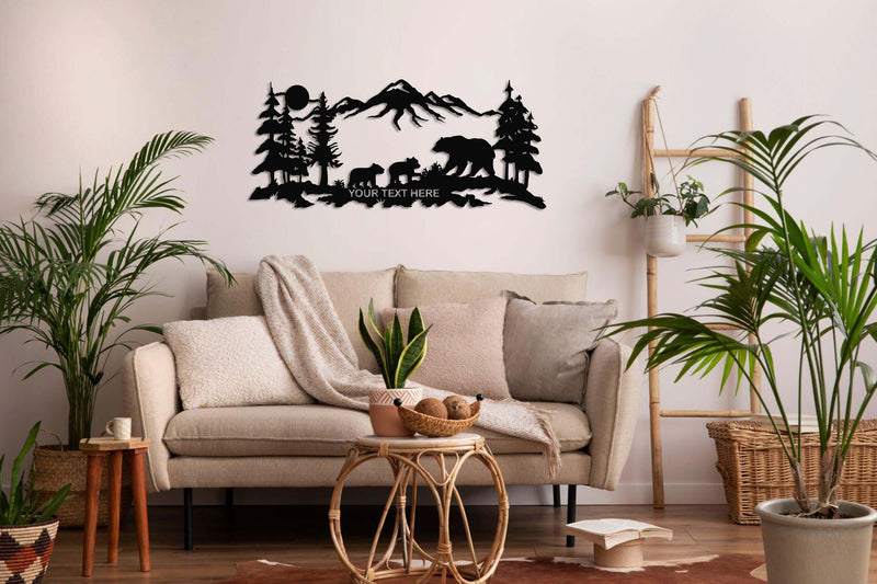 Personalized Bear Family Metal Wall Art