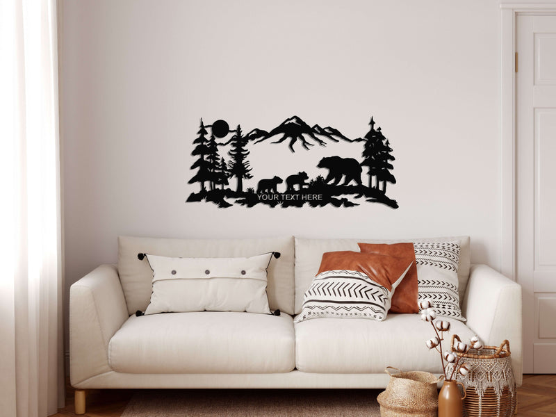 Personalized Bear Family Metal Wall Art