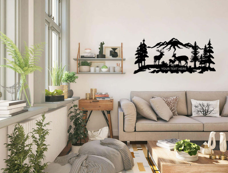 Personalized Deer Family Metal Wall Art