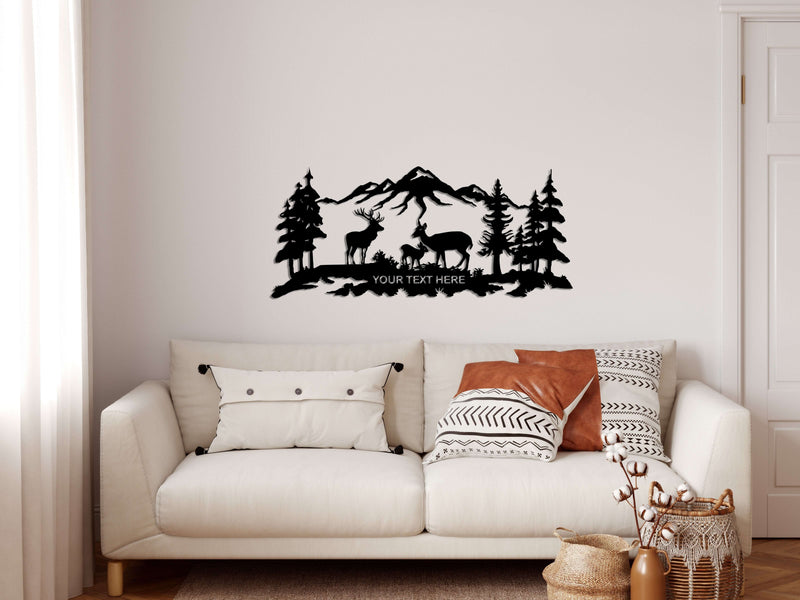 Personalized Deer Family Metal Wall Art