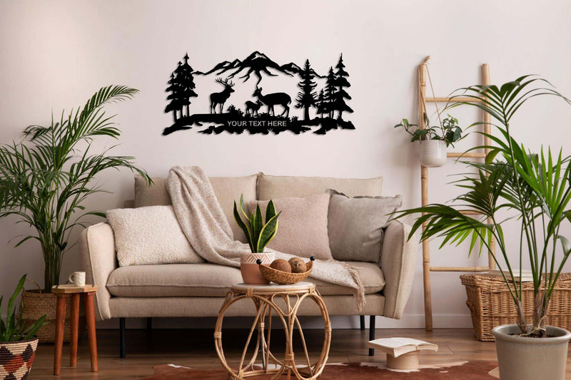 Personalized Deer Family Metal Wall Art