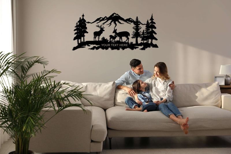 Personalized Deer Family Metal Wall Art