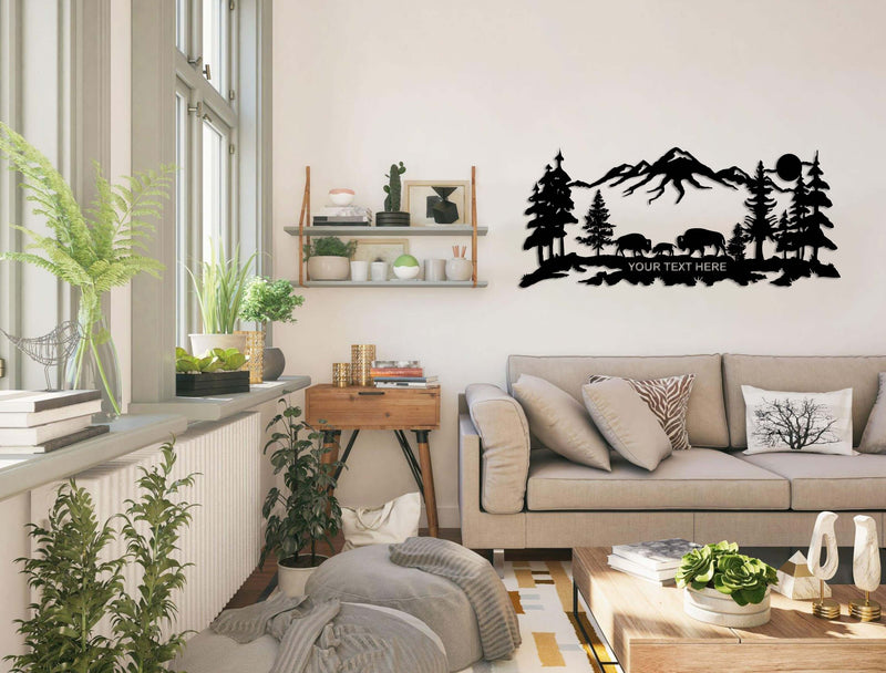 Personalized Bison Family Metal Wall Art