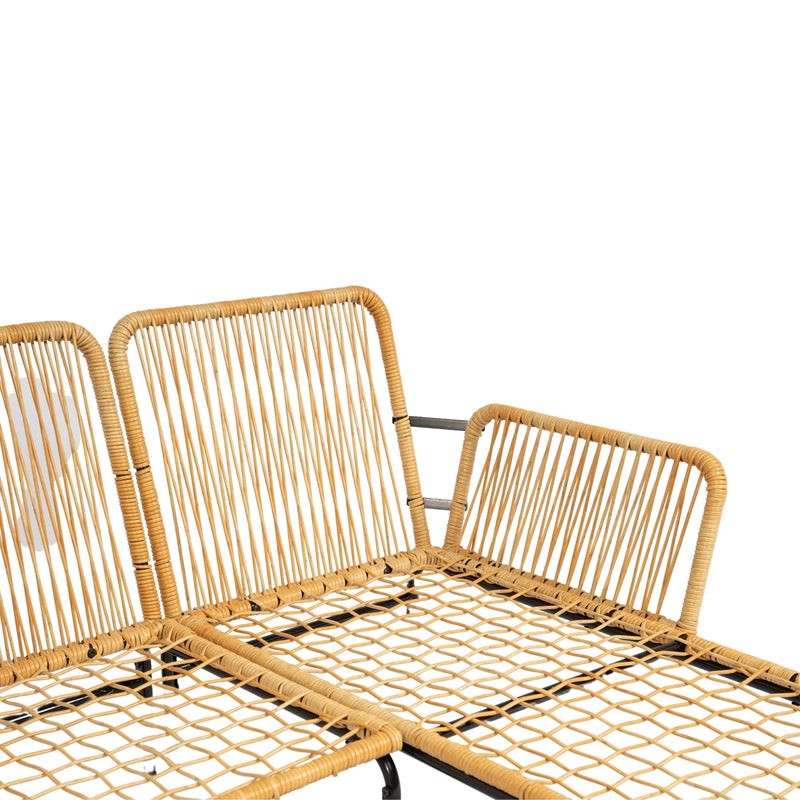 Walker Edison | Wicker 3 Pieces Outdoor Sectional Chat Set