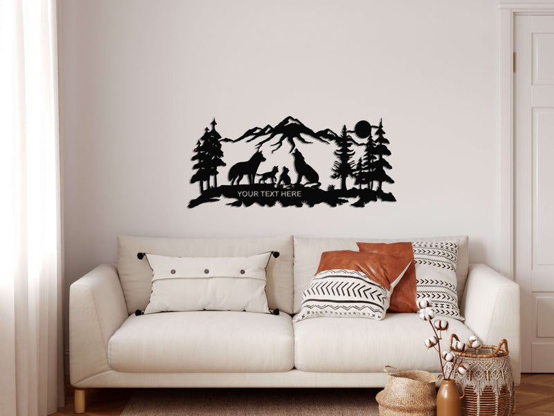 Personalized Wolf Family Metal Wall Art