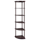 Corner Bookcase With 5 Shelves, Compact Design For Living Room - Cappuccino