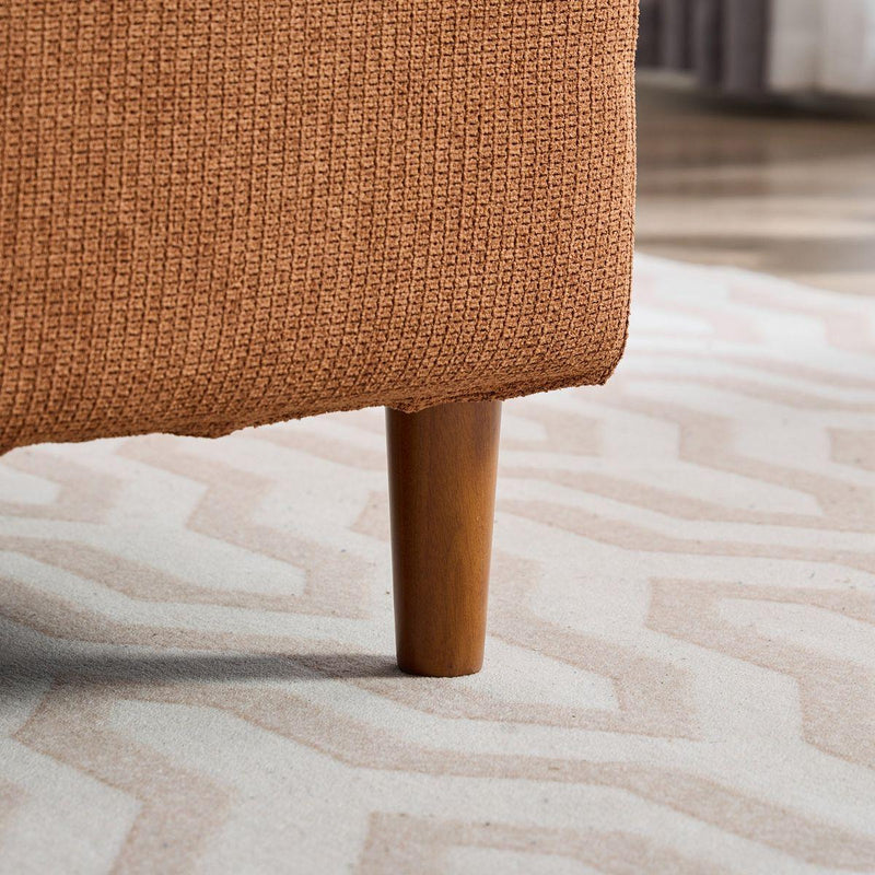 77.95'' Wide Modern Double-Sided Upholstered Chaise Lounge Indoor,Chenille Fabric Sleeper Sofa Couch With 4 Throw Pillows, Daybed with Rubberwood Legs For Living Room, Bedroom, Apartment,Caramel