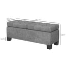 46" Storage Ottoman Bench, Upholstered End of Bed Bench with Steel Frame, Button Tufted Storage Bench with Safety Hinges for Living Room, Entryway, Bedroom, Gray