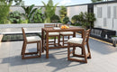 TREXM Rustic Patio Bar Set with Ergonomic Chairs, Solid Wood Slatted Tabletop in Mocha+Beige Cushion by Montret
