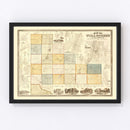 Vintage Map of Will County, Illinois 1864