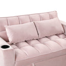 55.3" 4-1 Multi-functional Sofa Bed with Cup Holder and USB Port for Living Room or Apartments Pink