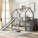 Twin Over Twin House Bunk Bed With Convertible Slide, Storage Staircase by Unique Piece Furniture