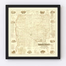 Vintage Map of Greene County, Illinois 1861