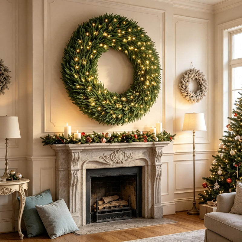 48 In Artificial Norfolk Pine Christmas Wreath, Pre-Lit, photo 2 of 10