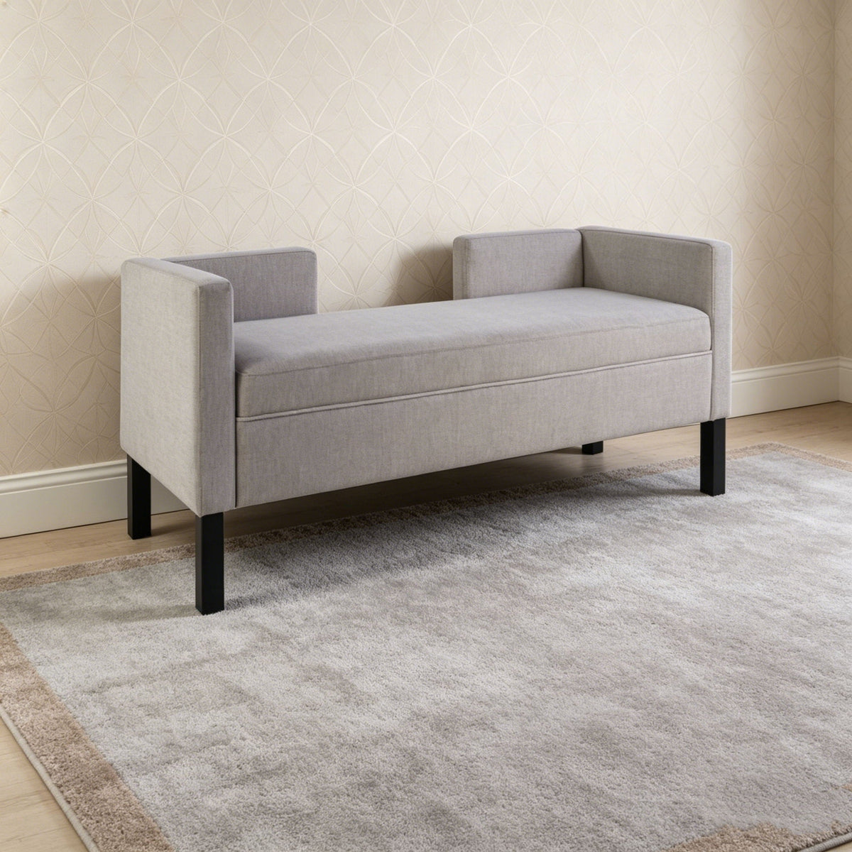 Upholstered Ottoman With 2 Bolster Pillows For Living Room - Gray, photo 3 of 13