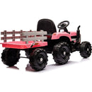 Ride on Tractor with Trailer,24V Battery Powered Electric Tractor Toy, 200wx2motor 1.86-4.97MPH/Remote Control,electric car for kids,Three speed adjustable,USB,MP3, Bluetooth,LED light, safety belt
