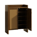 Rattan Shoe Cabinet with Doors, 6-Tier Storage Organizer