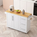 Kitchen Island Cart With 2 Door Cabinet, 3 Drawers, Spice Rack & Towel Rack - White by HouseOfZazla