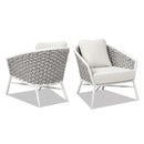 Rowan - Rope Barrel Back Patio Accent Arm Chair (Set of 2) - Optic White by HouseOfZazla