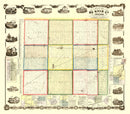 Vintage Map of Dekalb County, Indiana 1863