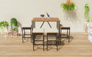 GO 5-Piece Outdoor Acacia Wood Bar Height Table And Four Stools With Cushions, Garden PE Rattan Wicker Dining Table, Foldable Tabletop, High-Dining Bistro Set, All-Weather Patio Furniture, Brown by Montret