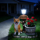 Sitting Akita Dog Planter Garden Decor
