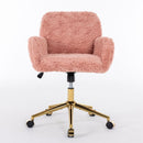 Office Chair, Artificial Rabbit Hair Home Office Chair With Metal Base, Adjustable Desk Chair Swivel Office Chair, Vanity Chair by Unique Piece Furniture