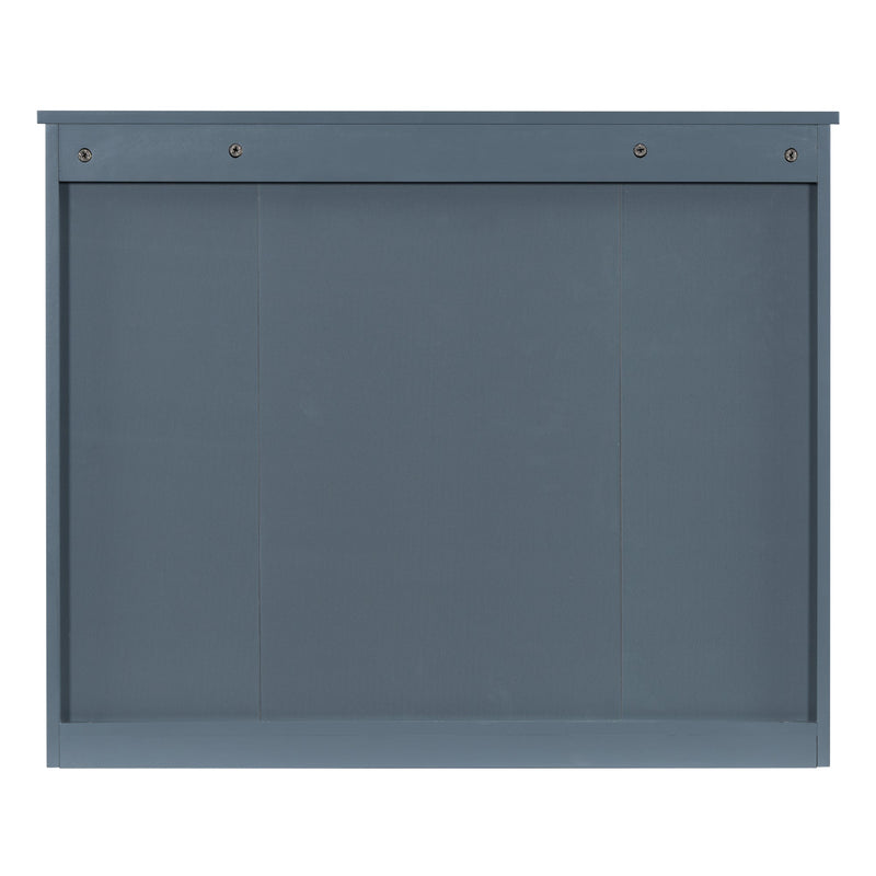 36" Bathroom Vanity with Top Sink, Royal Blue Mirror Cabinet, Modern Bathroom Storage Cabinet with 2 Soft Closing Doors and 2 Drawers, Single Sink Bathroom Vanity