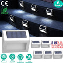 6Packs Solar Step Lights Stainless Steel Outdoor Solar Deck Lights LED Fence Lamp for Outside Garden Backyard Patio Stair Wall