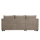 90" Pull Out Sleeper Sofa L-Shaped Couch Convertible Sofa Bed with Storage Chaise, Storage Racks and USB Ports, Light Brown
