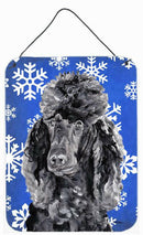 Black Standard Poodle Winter Snowflakes Wall or Door Hanging Prints SC9770DS1216