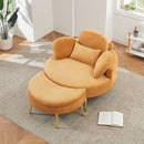 61 inches yellow comfortable seat, small sofa with small end table, suitable for lunch break casual afternoon tea time seat, suitable for small apartment, bedroom, space balcony small sofa