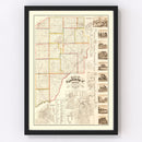Vintage Map of La Porte County, Indiana 1866