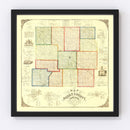 Vintage Map of Henry County, Indiana 1857