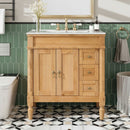 Modern Bathroom Vanity With Ceramic Sink, Soft Close Doors, Adjustable Shelves