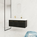 Contemporary 48" Wall Mounted Bathroom Vanity With Resin Sink And Soft Closing Doors And Line - Black Chestnut by HouseOfZazla