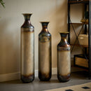 Modern Droplet Shaped Floor Vase Set, Glazed Metal Decorative Vases 3 Piece Home Accent For Living Room - Gold / White by HouseOfZazla