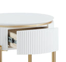 Daveigh - High Gloss End Table - Gold / White by HouseOfZazla