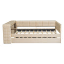 Upholstered Platform Bed With Storage Shelves, Desk, Charging Station And Trundle by HouseOfZazla
