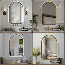 Arched LED Vanity Mirror With Time & Temperature Display, Anti-Fog, Dimmable Backlight In Frame, 3 Color Temperatures