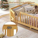 Montessori Floor Bed with Safety Guardrails - Pine Wood