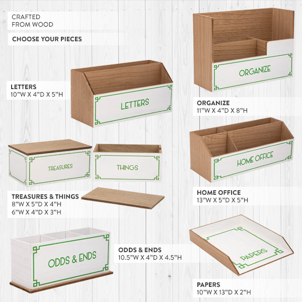 Green & White Desktop Organizer, Choose Your Style