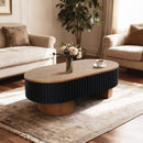 Elliptical Living Room Coffee Table With Hidden Storage And Removable Tabletop