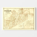 Vintage Map of Norfolk County, Massachusetts 1853