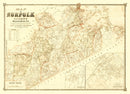 Vintage Map of Norfolk County, Massachusetts 1853