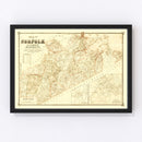 Vintage Map of Norfolk County, Massachusetts 1853
