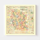 Vintage Map of Worcester County, Massachusetts 1857