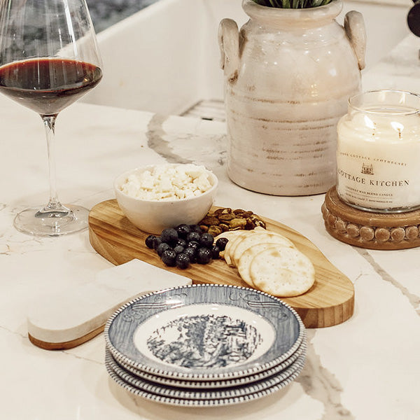 Marble and Wood Mushroom Cutting Board